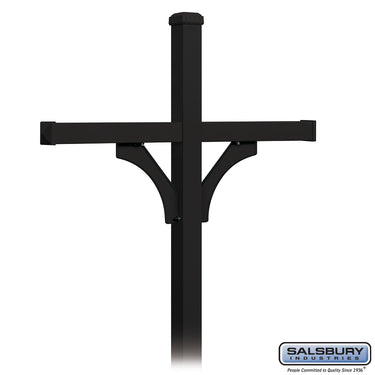 Deluxe Mailbox Post - 2 Sided for (4) Mailboxes - In-Ground Mounted - Black